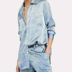 Polo Ralph Lauren Harbor Island Tie Dye Mulberry Silk Shirt NWT Size 10